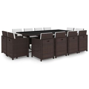 vidaXL Ensemble &agrave; manger d'ext&eacute;rieur et coussins 13 pcs R&eacute;sine tress&eacute;e