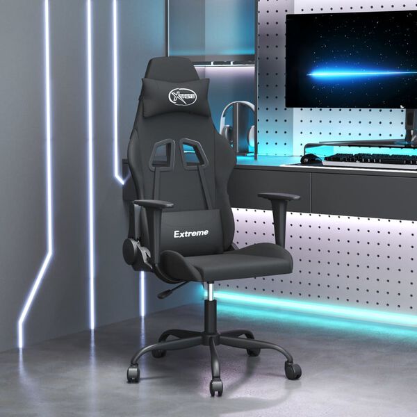vidaXL Chaise de jeu de massage Noir Tissu