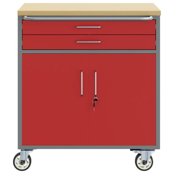 vidaXL Placard de travail avec roue 3 pcs Noir et gris 75 x 45 x 85 cm