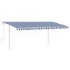 vidaXL Auvent manuel r&eacute;tractable avec poteaux 5x3 m Bleu et blanc