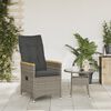 vidaXL Chaise inclinable de jardin avec coussins gris résine tressée