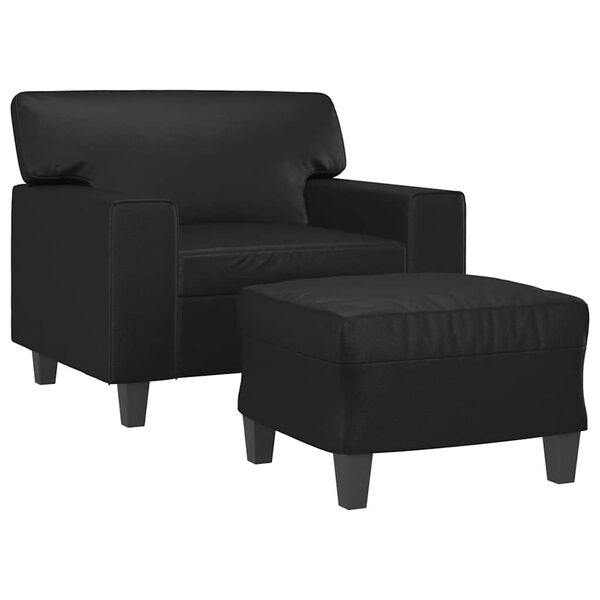 vidaXL Fauteuil avec repose-pied Noir 60 cm Similicuir