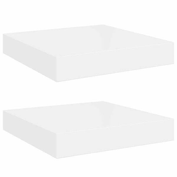 vidaXL &Eacute;tag&egrave;re murale flottante 2 pcs Blanc brillant 23x23,5x3,8cm MDF