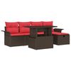 vidaXL Ensemble de canap&eacute; de jardin 6 pc Marron polyrotin
