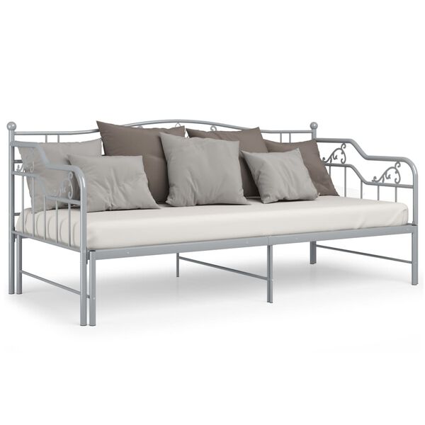 vidaXL Cadre de canap&eacute;-lit extensible sans matelas gris m&eacute;tal 90x200cm
