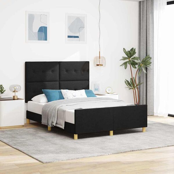 vidaXL Cadre de lit avec t&ecirc;te de lit Noir 140 x 200 cm tissu