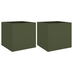 vidaXL Jardini&egrave;res 2 pcs vert olive 42x40x39 cm acier
