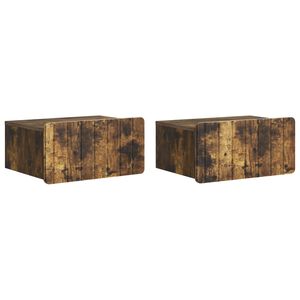 vidaXL Cabinet de chevet mural 2 pcs Ch&ecirc;ne fum&eacute; 49 x 34,5 x 24 cm