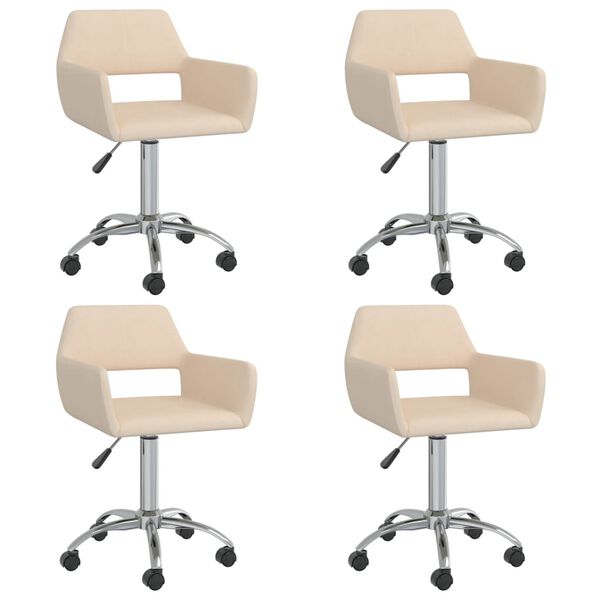vidaXL Chaises pivotantes &agrave; manger lot de 4 cr&egrave;me tissu