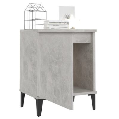 vidaXL Tables de chevet avec pieds en métal gris béton 40x30x50 cm