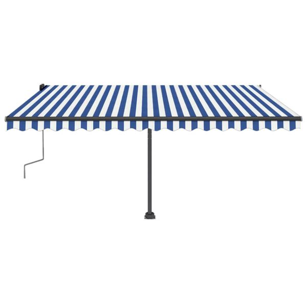 vidaXL Auvent manuel r&eacute;tractable sur pied 400x350 cm Bleu/Blanc