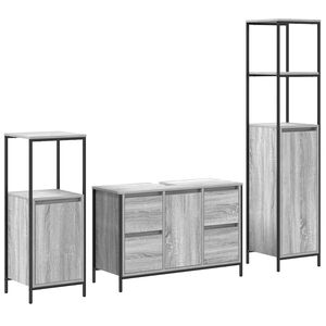 vidaXL Ensemble de mobilier de salle de bain 3 pcs Gris sonoma et Noir