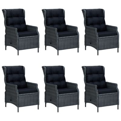 vidaXL Ensemble à manger d'extérieur 7pcs et coussins rotin gris foncé