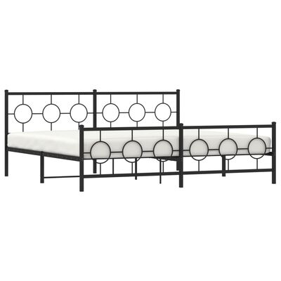 vidaXL Cadre de lit métal sans matelas avec pied de lit noir 193x203cm