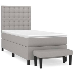 vidaXL Sommier &agrave; lattes de lit avec matelas Gris clair 80x200 cm Tissu