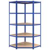 vidaXL &Eacute;tag&egrave;re d'angle &agrave; 5 niveaux Bleu Acier et bois d'ing&eacute;nierie
