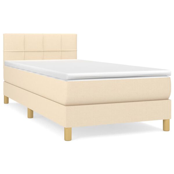 vidaXL Sommier &agrave; lattes de lit et matelas Cr&egrave;me 90x190 cm Tissu