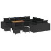 vidaXL Ensemble de canap&eacute; de jardin avec coussin 14 pcs Noir polyrotin