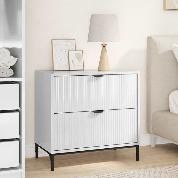 vidaXL Table de chevet avec tiroir Blanc brillant 63,5 x 36 x 61 cm