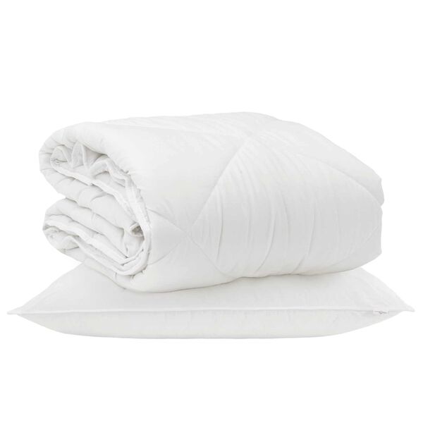 vidaXL Duvet toutes saisons avec oreiller 2 pcs Blanc Microfibre