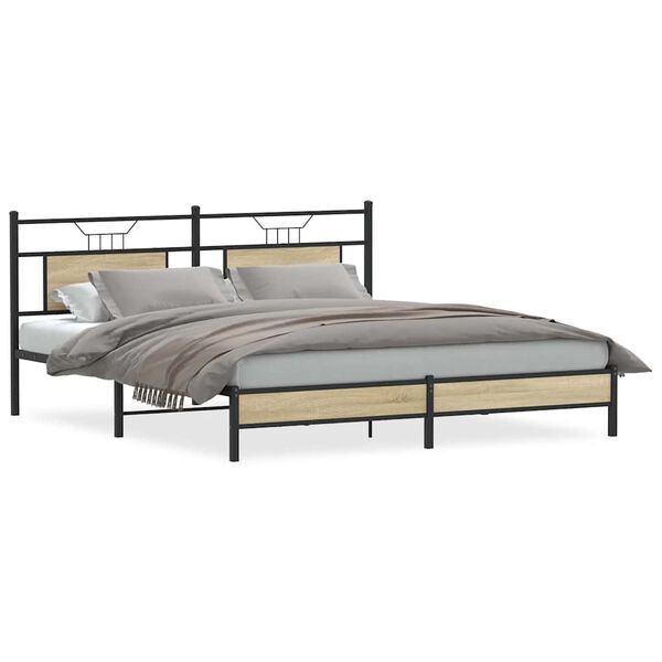 vidaXL Cadre de lit sans matelas ch&ecirc;ne marron 183x213 cm