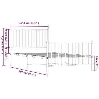 vidaXL Cadre de lit métal sans matelas et pied de lit blanc 100x200 cm