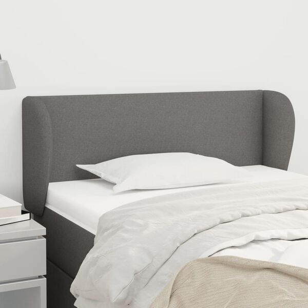 vidaXL T&ecirc;te de lit avec oreilles Gris fonc&eacute; 93x23x78/88 cm Tissu