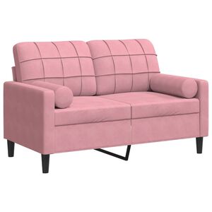 vidaXL Canap&eacute; 2 places avec oreillers d&eacute;coratifs rose 120 cm velours