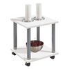 FMD Table d'appoint avec roues pivotantes Blanc