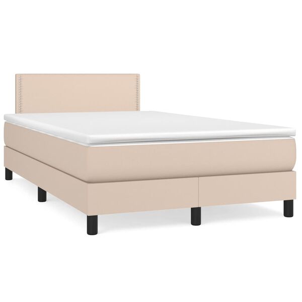 vidaXL Sommier &agrave; lattes de lit matelas cappuccino 120x190cm similicuir