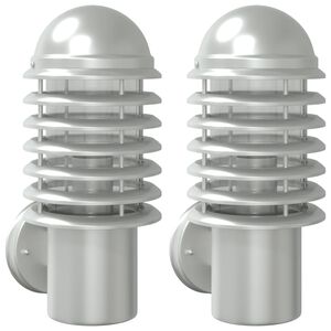 vidaXL Appliques murales d'ext&eacute;rieur 2pcs argent&eacute; acier inoxydable