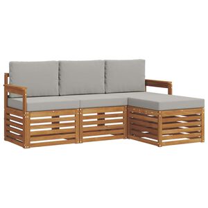 vidaXL Ensemble de canap&eacute;s d'ext&eacute;rieur 4 pc Gris Naturel et Clair