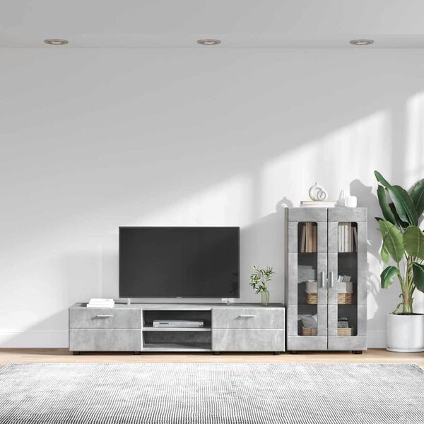 vidaXL Ensemble meuble TV FLORIN Gris b&eacute;ton Bois d'ing&eacute;nierie