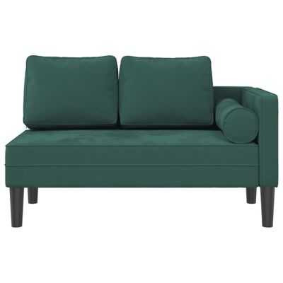 vidaXL Chaise longue avec coussins vert foncé velours