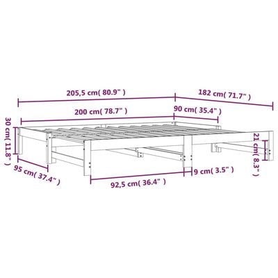 vidaXL Lit coulissant sans matelas blanc 2x(90x200) cm