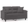 vidaXL Canap&eacute; 2 places avec oreillers gris 120 cm similicuir