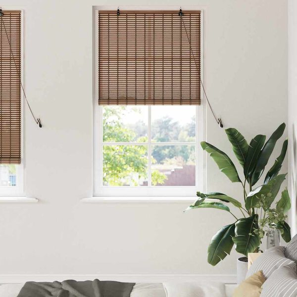 vidaXL Store enrouleur avec des rideaux Marron 80 x 220 cm Bambou