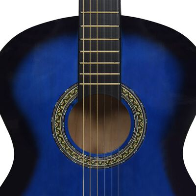 vidaXL Jeu de guitare classique de débutant 12 pcs Bleu 4/4 39"