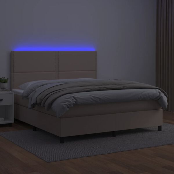 vidaXL Sommier &agrave; lattes de lit avec matelas LED Cappuccino 140x200 cm