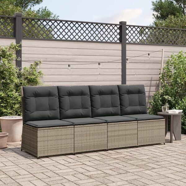 vidaXL Canap&eacute; inclinable de jardin avec coussins gris r&eacute;sine tress&eacute;e