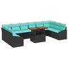 vidaXL Ensemble de salle &agrave; manger pour jardin 11 pcs Noir et Sarcelle