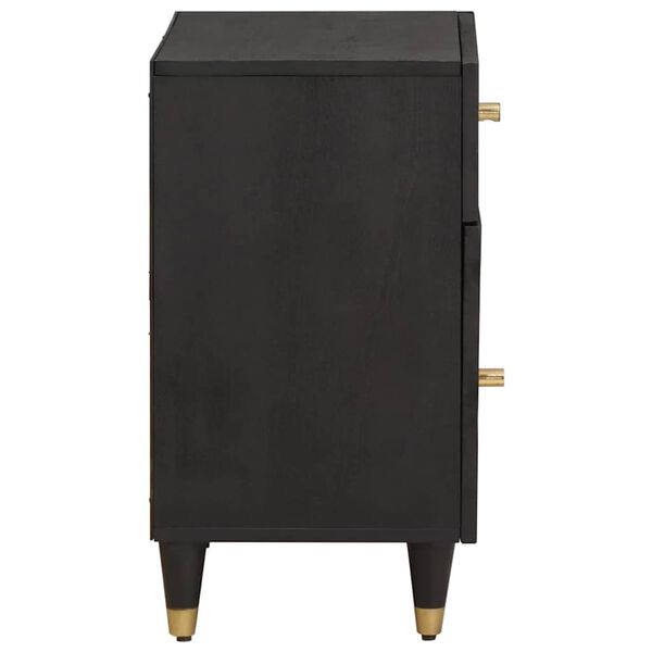 vidaXL Cabinet de chevet avec porte avec tiroir Noir 50 x 33 x 60 cm