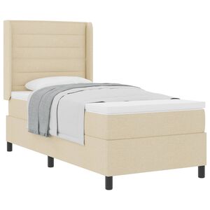 vidaXL Lit &agrave; ressorts avec matelas Cr&egrave;me 90 x 190 cm tissu