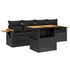 vidaXL Salon de jardin 5 pcs avec coussins noir r&eacute;sine tress&eacute;e