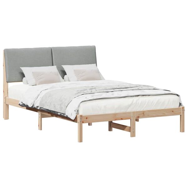 vidaXL Cadre de lit avec t&ecirc;te de lit Marron et gris clair 140 x 190 cm