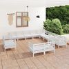 vidaXL Salon de jardin 13 pcs Bois de pin massif Blanc