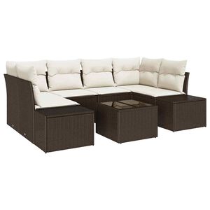 vidaXL Ensemble de canap&eacute; de jardin 7 pcs Marron polyrotin