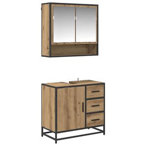 vidaXL Ensemble de mobilier de salle de bain 2 pc Ch&ecirc;ne artisanal