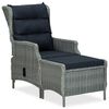vidaXL Chaise inclinable de jardin tabouret R&eacute;sine tress&eacute;e Gris clair