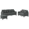 vidaXL Ensemble de canap&eacute;s 3 pcs avec coussins Gris fonc&eacute; Tissu